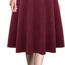Ylingjun Womens Warm Wool Midi Skirts Winter Fall High Elastic Waist A line Flared Woolen Skirts (Pure Wine) Large