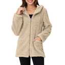bawilom Womens Winter Sherpa Fleece Jacket Zip Up Coat Fluffy Long Sleeve Lightweight Hoodies Jacket Outwear with Pockets, 2XL