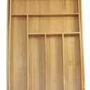 Purawood Kitchen Drawer Organizer with Knife Blocks - Utensil Drawer Organizer for Kitchen, Cutlery Tray & Silverware Organizer, 3-5 Slots - Bamboo Organizer for Utensils & Flatware (Natural)