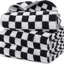 3 Pack Black and White Checkered Hand Towels 100% Cotton Absorbent Soft Decorative Towel for Bathroom Kitchen Home Hotel Beach, 29 x 13.4 Inches