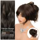 SUKRI Long Wavy Wig with Bangs for Women Dark Brown Curly Wigs Natural Wavy Synthetic Wigs for Daily Party Cosplay 20 Inch (Dark Brown)