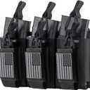 Open-Top Single/Double/Triple Molle Mag Pouch, Pistol Magazine Pouch for 5.56mm M4 M16 AK AR Glock M1911 M9, Elastic Rifle Pistol Mag Pouches Holder Carrier with USA Flag Patch