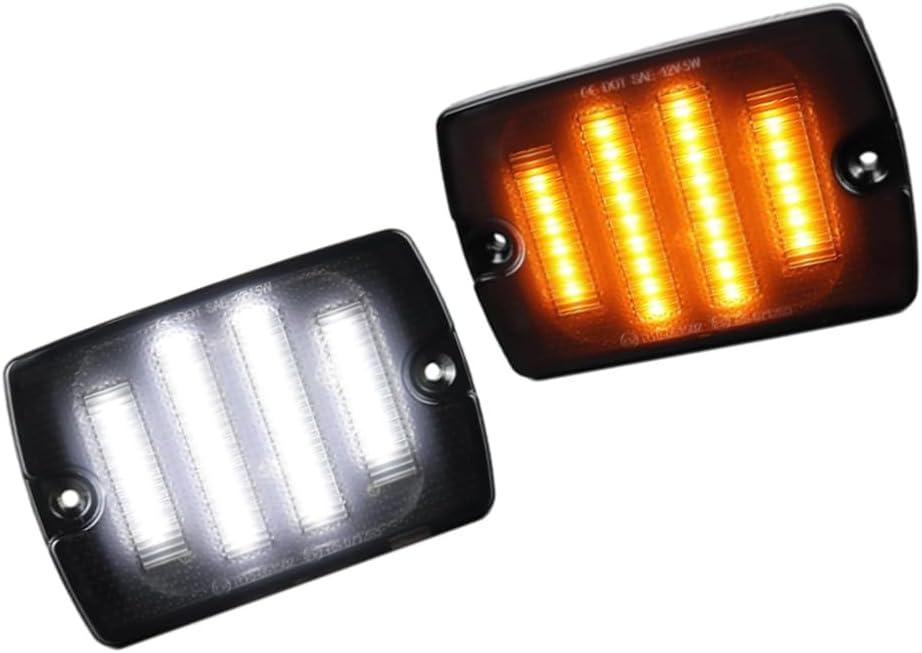 24-LED Side Marker Light, 56001378 Compatible with Jeep Wrangler YJ 1987-1995, LED Turn Signal DRL Dual Color White Amber Smoked Lens 56001378 Ch2520111 3157 Plug 1157 Adapter, 1 Pair