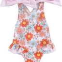 Yccutest Toddler Girls Strap One Piece Swimsuit Floral Sleeveless Backless Bathing Suit Ruffles Bowknot Swimwear Summer Beach (White, S)