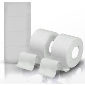 Athletic Tape, White Cotton Elastic Sports Tape, Very Strong Easy Tear No Sticky Residue Tape for Ankle, Wrist, and Injury Taping, Suitable for Climbing, Basketball1.5in*10yd (White, 6 Pack)