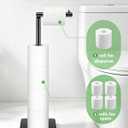 Free Standing Toilet Paper Holder, Bathroom Toilet Paper Stand with Shelf Hold 4 Paper Rolls, Modern Square Base Tissue Roll Storage Holder, Black, Naturous