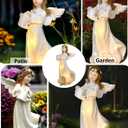 Solar Angel Garden Statues Outdoor Decor,10.24H Resin Fairy Hanging Figurines Art Decorations with Watering Can Lights for Outside Yard Lawn Porch Balcony,Gardening Gifts for Mom Women