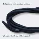3/8 in x 15 ft Double Braided Dock Line, Navy, 12 in Eye, Durable Marine Mooring Rope for Boats, Kayaks, and Pontoons up to 27 ft, Abrasion-Resistant Finish