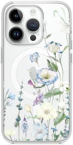 Aconfei for iPhone 16 Pro Magsafe Case, Magnetic Floral Blooms Design Cute Soft TPU Shockproof Protective for Girls Phone Women Cover, Style 3