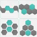 Navaris Hexagon Felt Board Tiles - Set of 6 Notice Memo Bulletin Boards with Push Pins Pack 5.9 x 7 inches (15 x 17.7 cm) - Grey, Turquoise