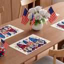 4th of July Placemats Set of 8 Gnome Patriotic America Memorial Day Independence Day Dining Table Decoratios Table Mats Cloth Placemats 12X18 Inch