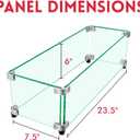 Fire Pit Wind Guard, 23.5" x 7.5" Square Tempered Glass Wind Shield for Firepit & Fire Table, Thick Glass and Easy Installation with Included Tools, Airflow Management for Stable Flame