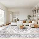 AMADA HOMEFURNISHING 8x10 Area Rugs, Low-Profile Large Washable Area Rug with Non-Slip Backing & Durable Edge Binding, Vintage Rugs for Living Room, Bedroom, Dinning Room (8'x10', Taupe)