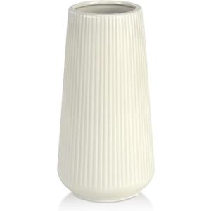 Beige Ceramic Vase, GUKJOB Small Cute Flower Vase for Pampas Grass, Home, Living Room, Dining Table, Farmhouse, Office Decor, Bedroom, Table, and Kitchen Shelf (Beige)
