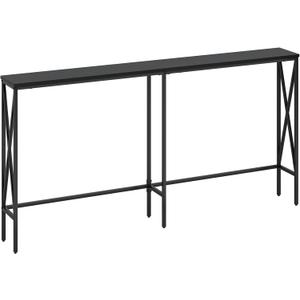 Masupu 63" Console Table, Modern Narrow Long Sofa Table Behind Couch, Skinny Entry Table, Industrial Sofa Table with Metal Frame for Hallway, Living Room, Classic Black