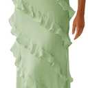 Wenrine Womens Sexy Chiffon Halter Maxi Dress Sleeveless Backless Ruffle Tassel Party Club Dresses (Medium, Light Green)