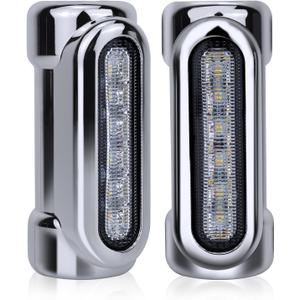 Motorcycle Highway Bar Lights Switchback Driving Crash Bar Lights Motorcycle Driving Lights Led Turn Signal Lights Dream Atmosphere Lights for 1-1/4 inch Crash Bar Touring Bikes (Silver)