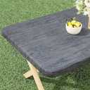 Fitted Tablecloth with Elastic Edge, 100% Waterproof Oil Proof Plastic Table Cover, Rectangular, Gray Wood 