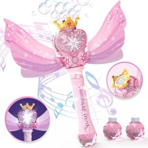 Bubble Wand for Kids Girls - Automatic Bubble Machine with LED Light Music, Include 2 Bubble Solutions, Outdoor Party Easter Birthday Gifts Toys for Ages 3+ Years Old, 1 Pack