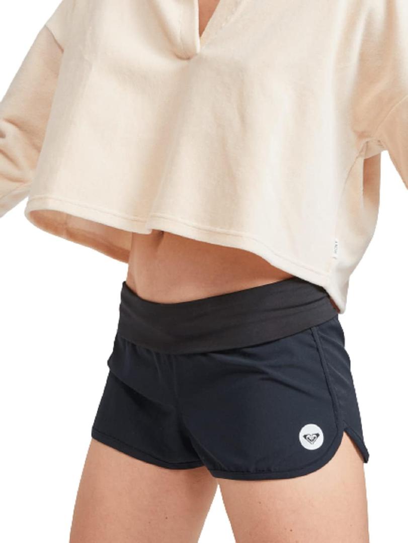 Roxy Women's Board Shorts Tummy Control, 4-Way Stretch, Quick-Dry 2" Inseam Swim Shorts, UPF 50+ Beach Shorts (Black, M)