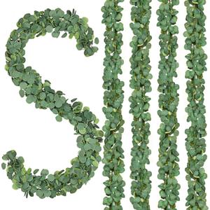 CQURE 60Pcs Eucalyptus Garland,Artificial Eucalyptus Leaves Table Greenery Garland Wreath Vines for Wedding Party Table Fireplace Wall Room Decor