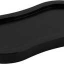 Black Wooden Pepper Grinder Tray  Stylish Holder for Salt and Pepper Shakers  Countertop & Tabletop Protector for Kitchen & Dining (Mill Not Included)