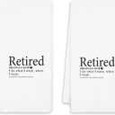 Funny Retirement Kitchen Towel Set of 2 Retired Definition Waffle Weave Dish Towel, White Cotton Hand Towel Gift for Retired Men or Women,12x24 Inches