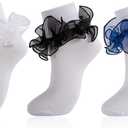 Women Ruffle Socks Lace Frilly Cotton Crew Socks Non-Slip Dress Socks Fold Cuff for Bride Pageant Sock For Women