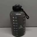 AQUAFIT 1 Gallon Water Bottle with Time Marker - Straw & Chug Lid - BPA Free Gym Water Bottle with Straw - Big Gallon Jug (Gray, 128 oz - 2in1 Lid)