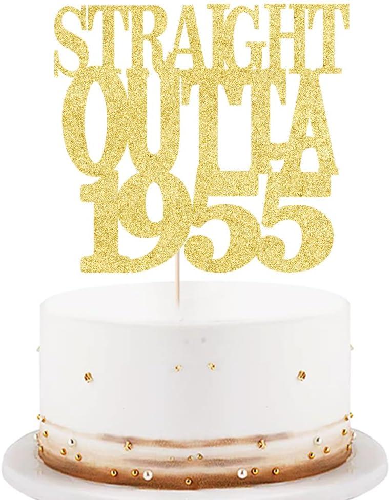 Gold Straight Outta 1955 Cake Topper, Happy 71th Birthday Cake Topper, Cheer 71th Cake Topper 71 and Fabulous Cake Decoration, 71th Birthday/Wedding Party Decoration