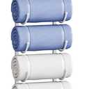 SWTYMIKI Over the Door Towel Rack - 9 Tier Towel Racks for Bathroom Wall Mounted, Towel Holder with Shelf, Hanging Rolled Towel Storage Organizer for Small Bathroom, Camper, RV, White