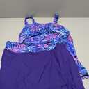 Womens Two Piece Tankini Bathing Suits with Skirt Tummy Control Swimsuits Ladies Swimwear (Large, Blue Purple Leaves)
