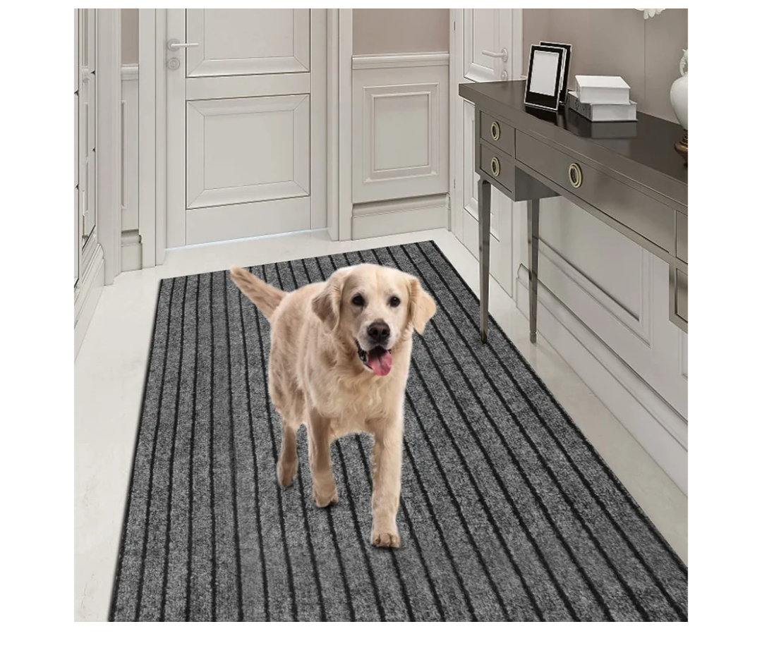 Runner Rug 2FT x 6FT, AYOHA 2'-82' Utility Carpet Runner for Entryway Hallway Aisles Balcony Garages, Area Rugs with Non-Slip Rubber Backing, Grey Strip (