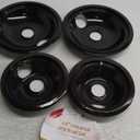 4 Pack Black Cooktop Drip Pans, Compatible with GE Hotpoint Stove. Include 2 Pcs 6'' Range Replacement Drip Pans and 2 Pcs 8 '' Burner Drip Pans for Electric Stove Top