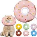 Cat Cone Collar Soft, Adjustable Cat Recovery Collar Kitten Cones to Stop Licking, Cute Donut E Collar After Surgery, Cats Neck Pillow Cone Elizabethan Cones of Shame (Waterproof Pink, Medium)