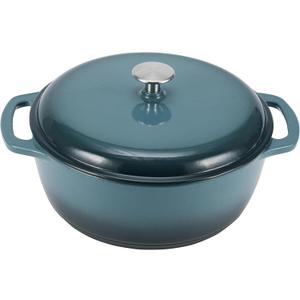 Amazon Basics Cast Iron Dutch Oven Pot with Lid, Enameled, Round, Dual Handles, Heavy-Duty, Large, 7.3-Quart, Gray
