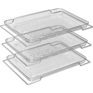 Onlyfire Air Fryer Basket for Oven, 16.5"x11.6" Stainless Steel Mesh Baskets Acessories Tray for Breville Smart Oven Air Fryer Pro, 3pcs Air Fryer Accessories for Healthier Frying, Cooking and Baking