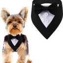 Dog Wedding Bandana, Formal Dog Tuxedo Adjustable Pet Collar with Bow, Small, Medium and Large Wedding Clothing, Birthday Gifts for Dogs (Small, Black)