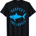 Respect The Locals Shark Ocean Animal Rights Biology Life T-Shirt, Size S