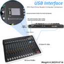 Depusheng DT12 Studio Audio Mixer 12-Channel DJ Sound Controller Interface w/USB Drive for Computer Recording Input, XLR Microphone Jack, 48V Power, RCA Input/Output for Professional and Beginners