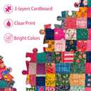 Sewing Patch 1000 Piece Puzzle for Adults, PICKFORU Vintage Quilt Patchwork Flower Art Puzzles, Impossible Difficult Colorful Theme as Wall Decor