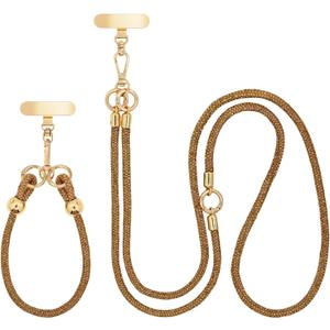 Crystal Phone Strap Crossbody and Wrist Lanyard, Anti Theft Layered & Wrist Strap Cell Phone Neck for Women