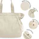 ODODOS 18L Side-Cinch Shopper Bags Lightweight Shoulder Bag Tote Handbag for Shopping Workout Beach Travel, Ivory