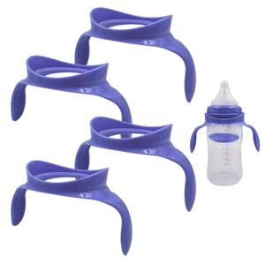 Baby Bottle Handles Compatible for Lansinoh Bottles, Feeding Bottles Holder Accessories, Pack of 4 (Purple)