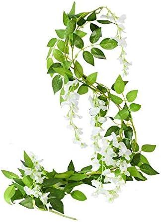 2.2/1.8M Artificial Eucalyptus Leaves Garland Green Willow Vines Plants for Wedding Home Party Arch Wall Garden DIY Decoration (Color : White)