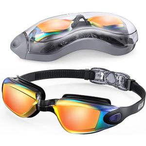 Aegend Swim Goggles, No Leaking Anti-Fog UV Protection Mirrored Swim Glasses for Adult Men Women, Wide View Outdoor
