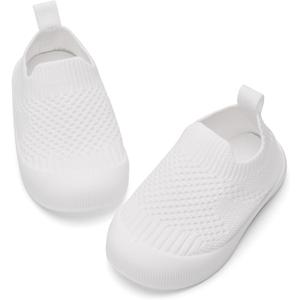 BACSAC Baby Toddler Unisex Infant Shoes Boys Girls Beige Mesh Breathable Non-Slip Soles 6-36 Months (Pure White, Size: 18-24 Months Toddler)