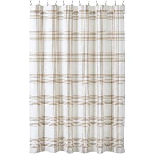VHC Brands Plaid Shower Curtain, Wheat, 72x73