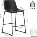 DUMOS Counter Height Bar Stools Set of 2, 30 inch Height Stool Faux Leather Barstools with Back, Armless Kitchen Island Countertop Comfortable Modern Chairs with Metal Legs - Classic Black