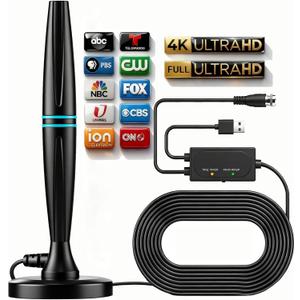 TV Antenna for Smart TV Indoor,TV Antenna for Local Channels,Support 4K 1080p with Signal Booster Antenna TV Digital HD Indoor & Outdoor-Cylindrical Antenna